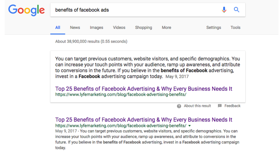 Featured Snippets get you to the top page of search results. Featured Snippets get you to the top page of search results.