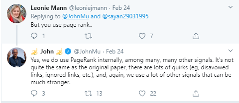 Google Confirms Internal Pagerank Use Twitter