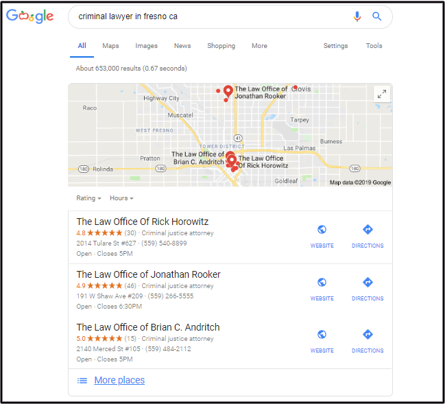 Google Search Results Lawyer SEO and Google SERPs