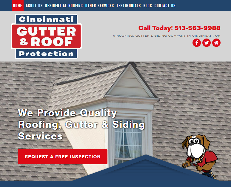 Gutters Clean Homepage Design A Nice Gutter and Roofing Site Design