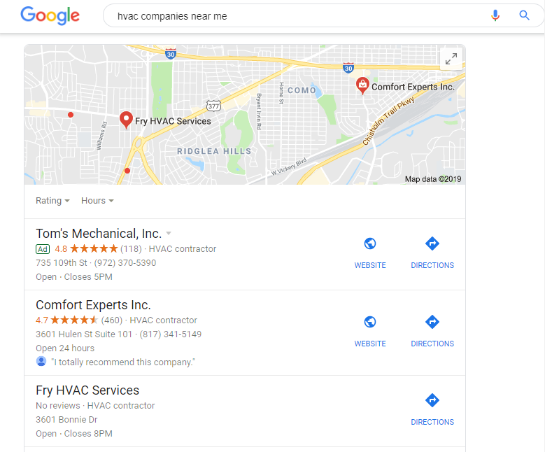 HVAC Google My Business Listings Search Ranking Improved by HVAC Google My Business