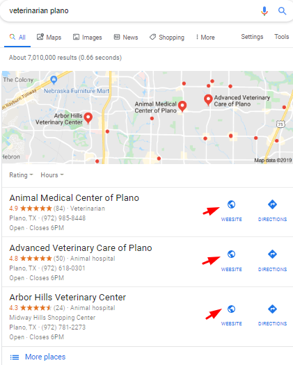 Map Pack From Local SEO for Veterinarians Map Pack From Local SEO for Veterinarians