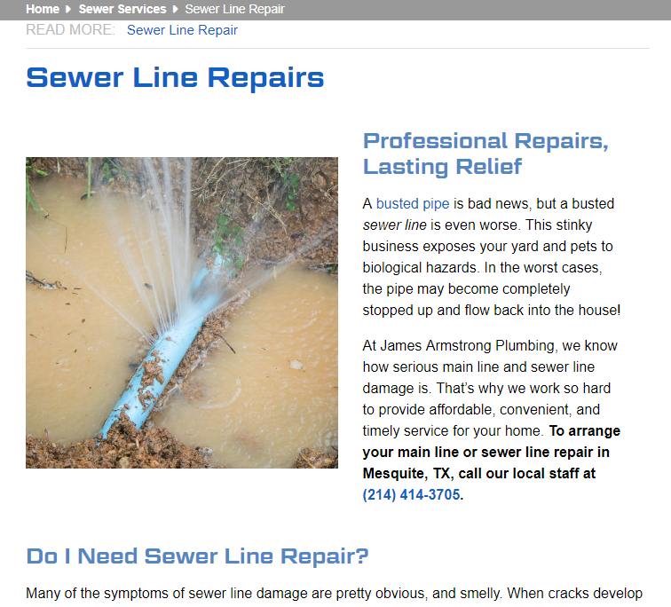 Optimized Quality Content Improving Plumbing Company SEO With Quality Content