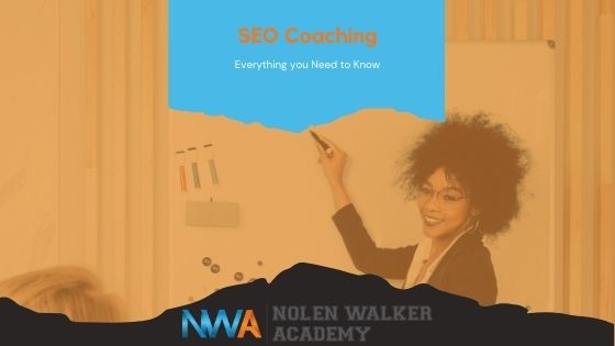 SEO Coaching (Blog Cover) Showing Instructor Pointing to Board