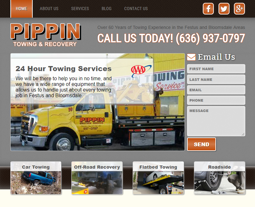 Towing Site Design A Clean Website Design Example for Towing Company SEO