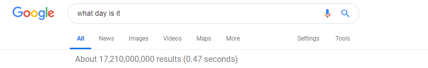 What Day is it Search Query